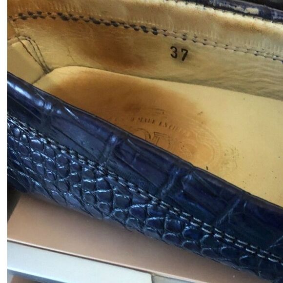 TOD'S Women's Gommino Croco Penny Driver Loafers EU37/US6.5 Blue - Picture 10 of 12